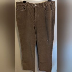 EUC Crazy Horse Tan Corduroy Jeans Button Fly 5 Pockets Straight Leg Size 12